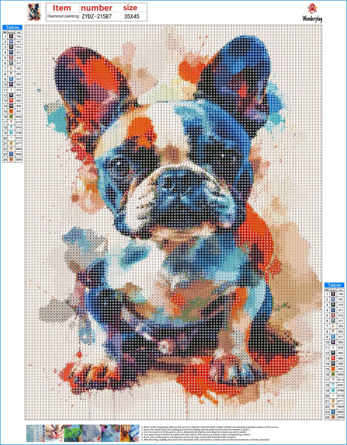 Diamond Painting Franse Bulldog - canvas ontwerp