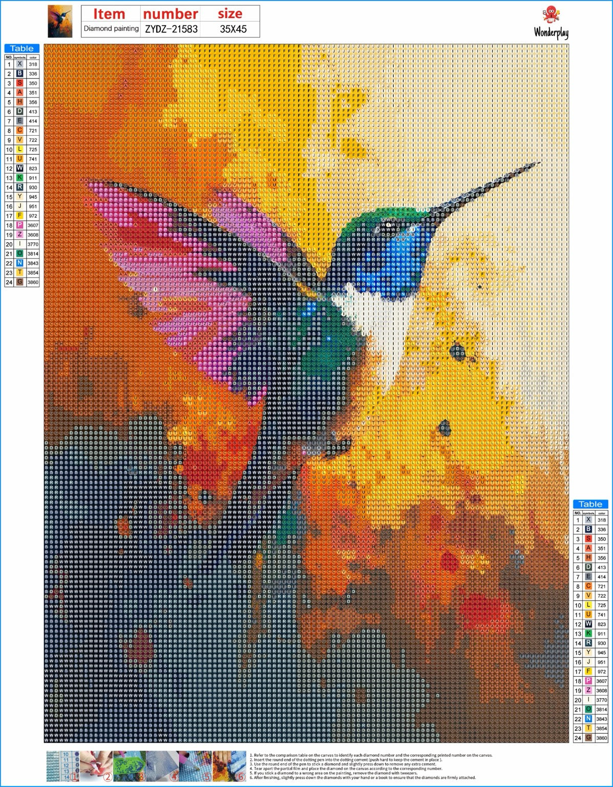 Diamond Painting Kleurrijke Kolibrie - canvas ontwerp