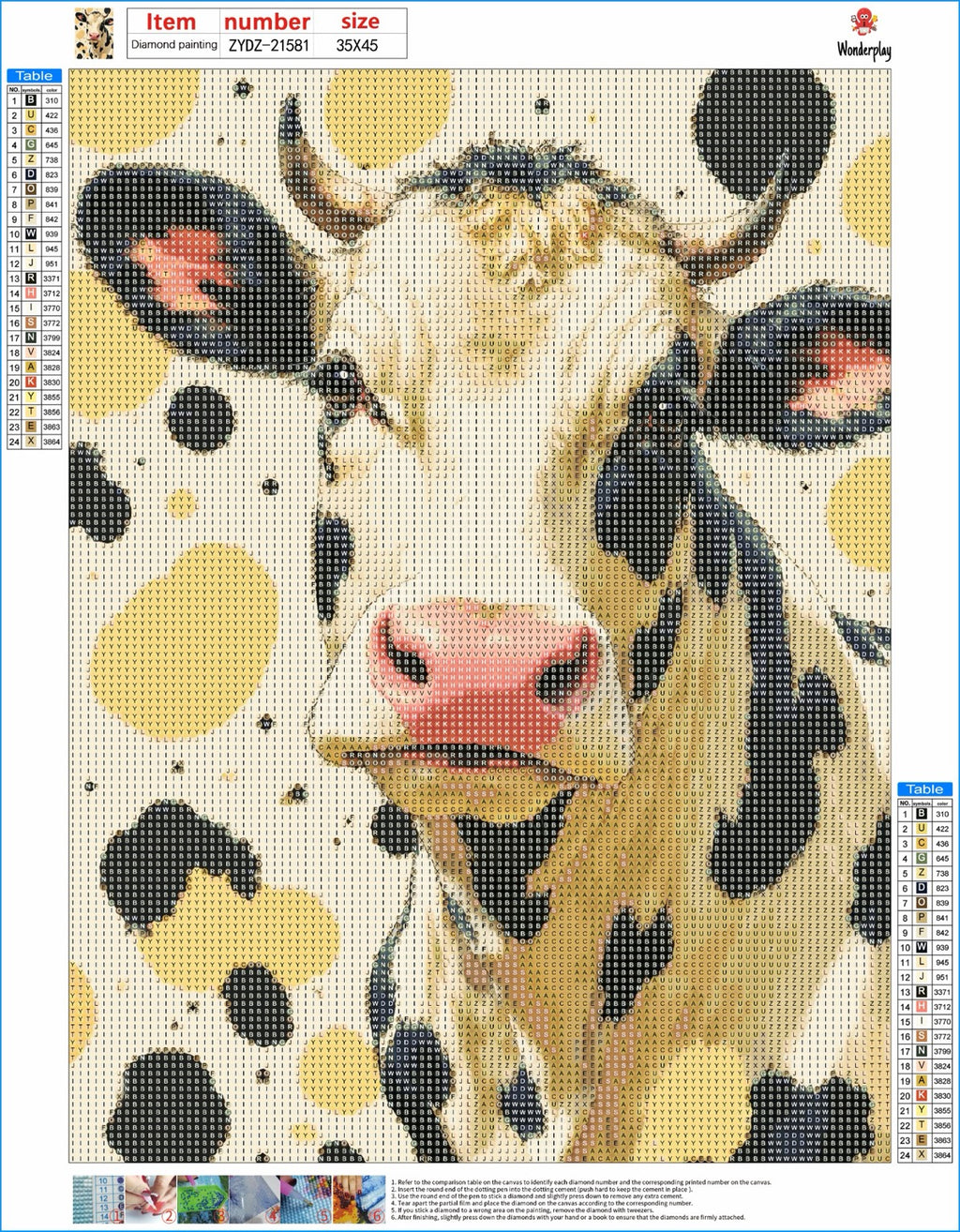 Diamond Painting Koe - canvas ontwerp