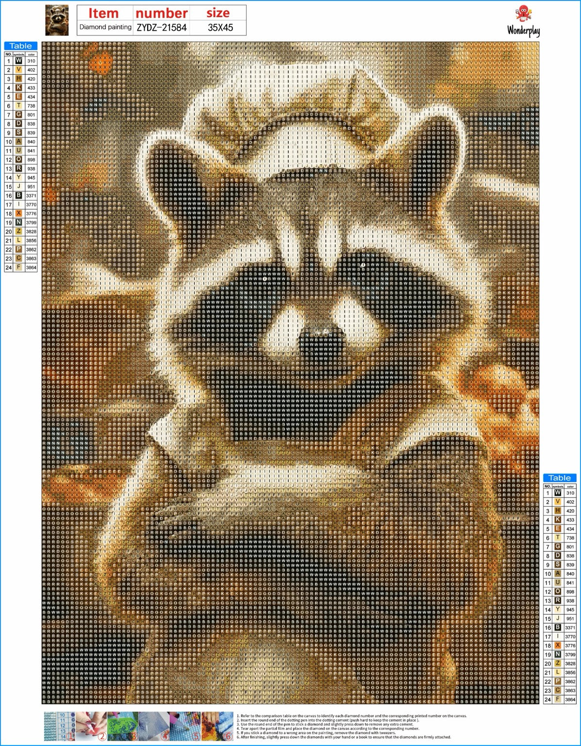 Diamond Painting Schattige Wasbeer - canvas ontwerp