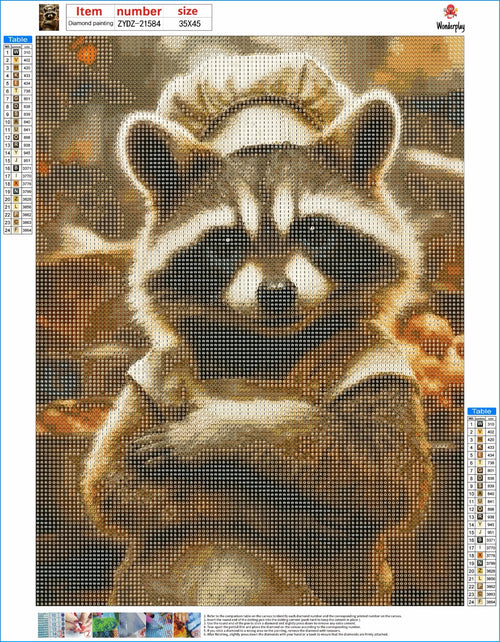 Diamond Painting Schattige Wasbeer - canvas ontwerp