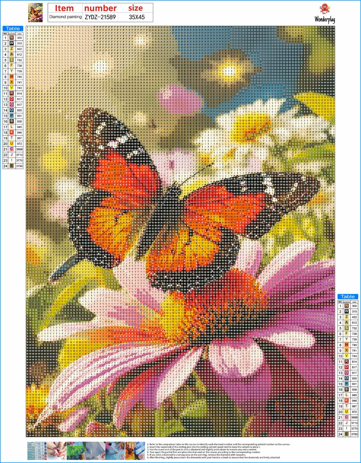Diamond Painting Vlinder op Bloem - canvas ontwerp