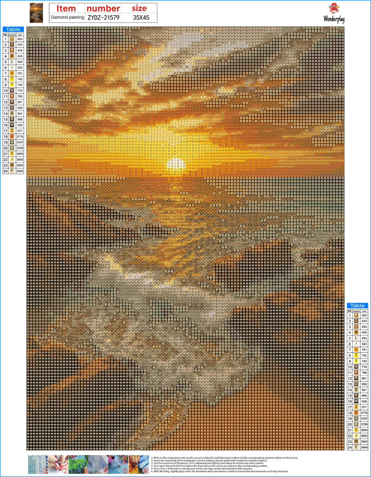 Diamond Painting Zonsondergang aan Zee - canvas ontwerp