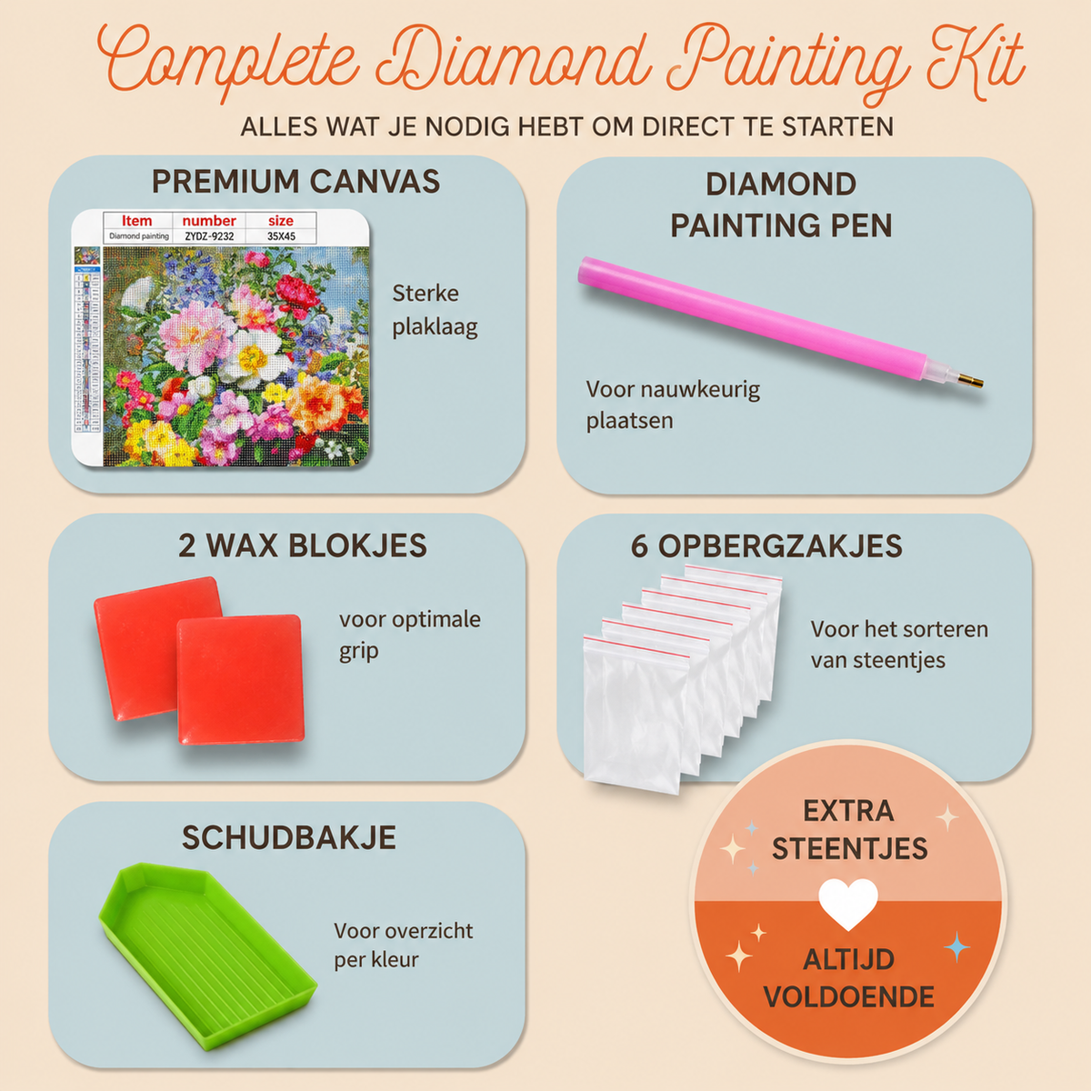 Complete Diamond Painting kit - bloemen - Wonderplay